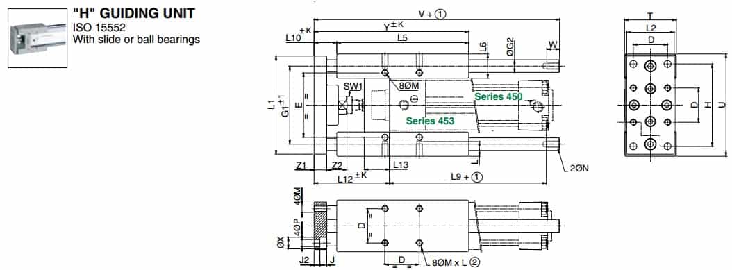 ASCO Numatics Joucomatic 491 (450-453) H Guiding Units with Slide or Ball Bearings
