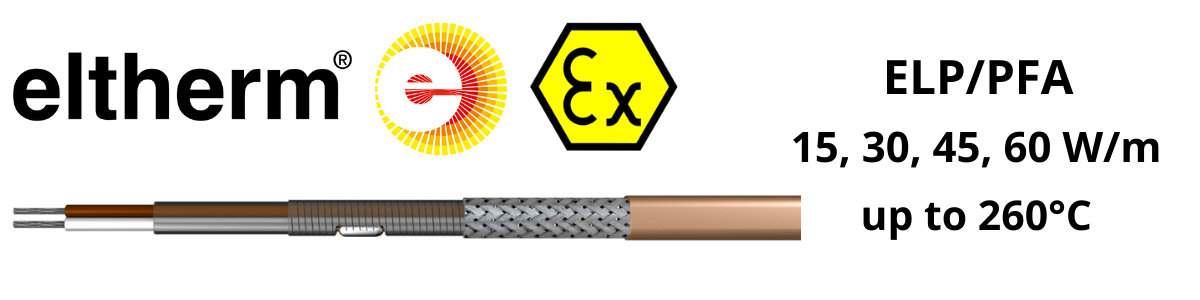 Constant Wattage Heat Tracing | Eltherm ELP/PFA ATEX Heat Tracing Cable up to 260°C