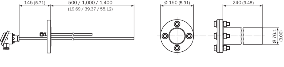 SICK GM700 In-Situ Gas Analyser Pressure and temperature sensor with DN40/PN40 Mounting Flange