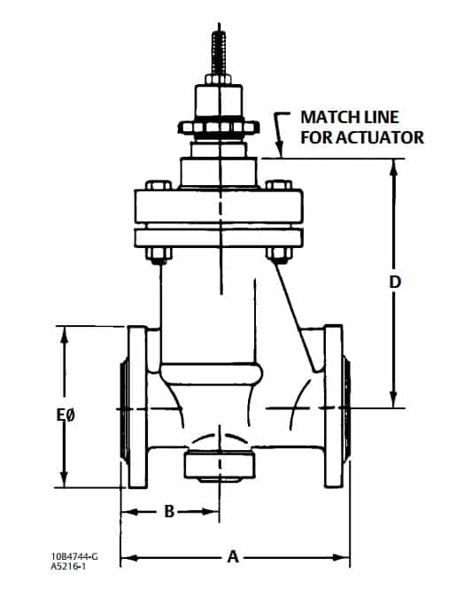 Fisher RSS Globe Control Valve - Sliding Stem Valves - Dimensions