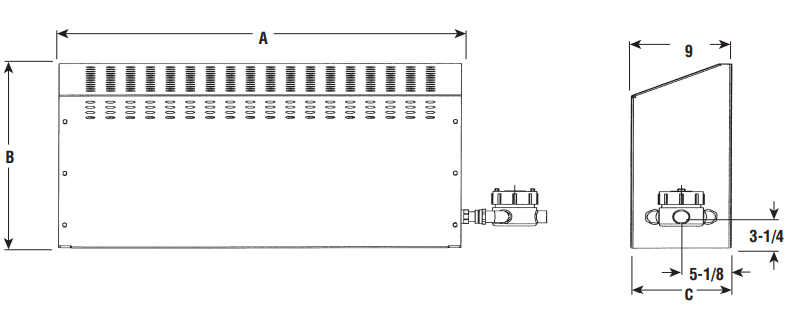 Chromalox CVEP Heater Dimensions (Inches)