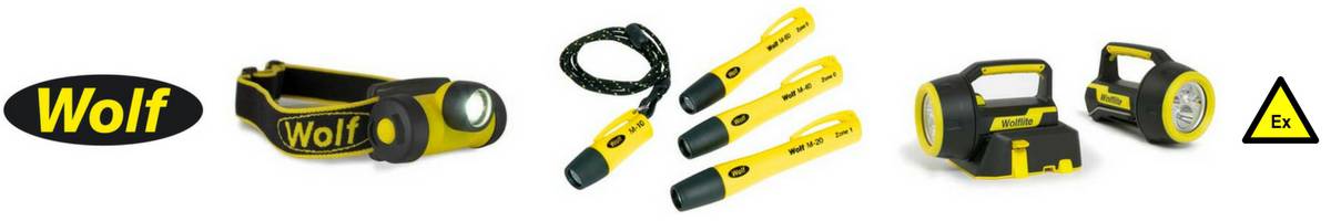 Wolf Torches Headlamps Handlamps - Hazardous Area Zone 1 Zone 2 ATEX