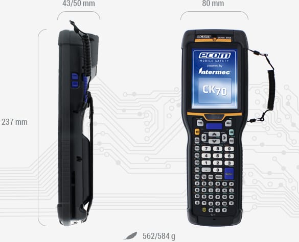Ecom CN7X ATEX PDA - Dimensions