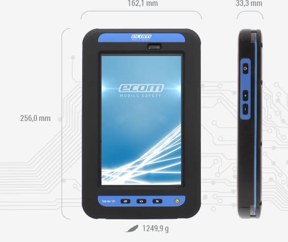 Ecom TAB-EX 01 Android Tablet Dimensions.