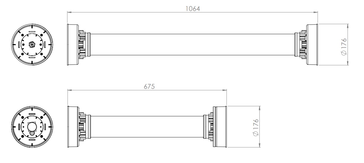 Hazardous Area Portable Light - Fluorescent & LED Lighting Dimensions