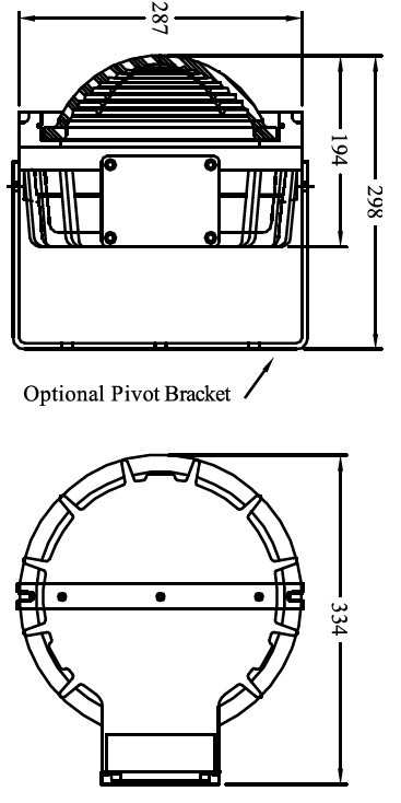 Zone 1 Hazardous Area Bulkhead Light Fitting ATEX Ex de- Petrel 621 - Dimensions