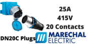 Marechal DN20C Plugs – 20 Contacts 25A 415V IP54/55 Multi-Contact Connectors