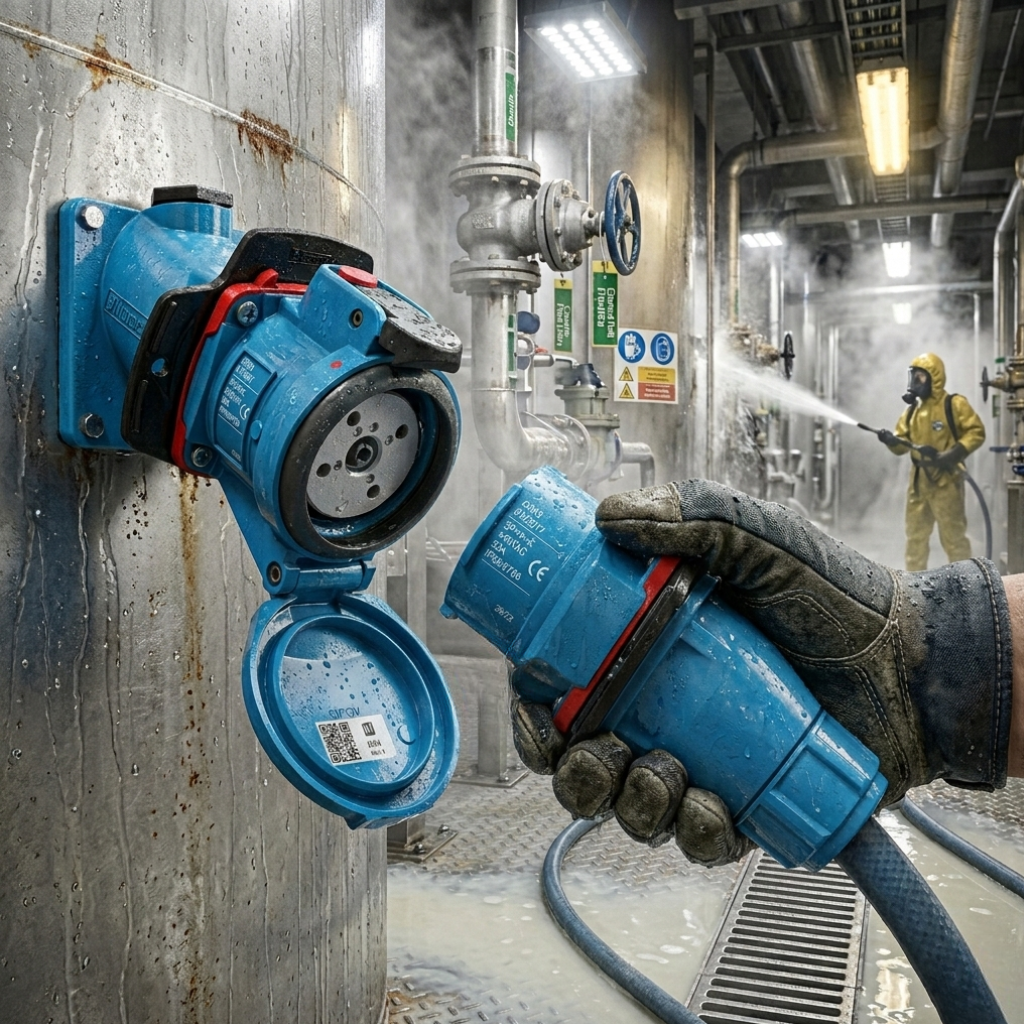 Marechal DSN3 Decontactor in a high-pressure washdown area in a chemical plant