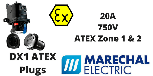 Marechal DX1 Zone 1 & Zone 2 Hazardous Area Plugs 20A 750V