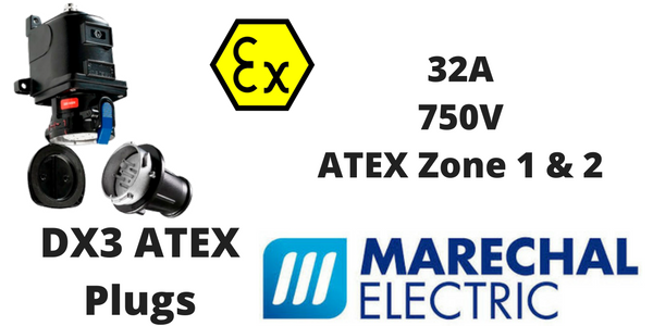 Marechal DX3 Zone 1 & Zone 2 Hazardous Area Plugs 32A 750V