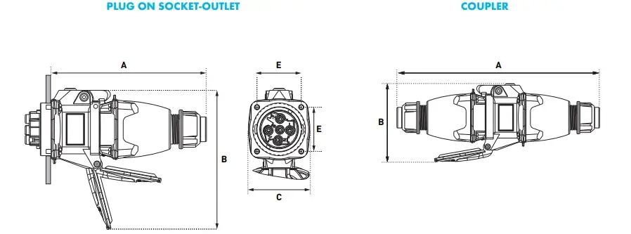 Marechal Outler and Coupler Plugs & Sockets - Technical Drawings & Dimensions