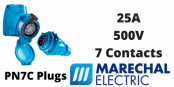 Marechal PN7C Plugs – 7 Contacts 25A 500V IP66/67 Multi-Contact Connectors