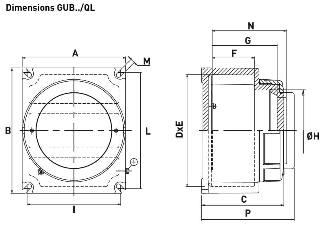 Explosion Proof Hazardous Area Technor GUB/QL Aluminium Enclosure - Dimensions