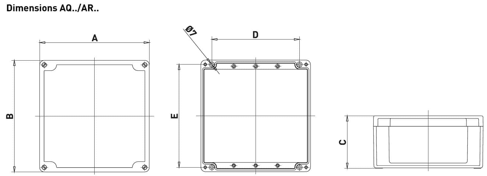 Increased Safety Hazardous Area Technor AQ-AR GRP Junction Boxes - Dimensions