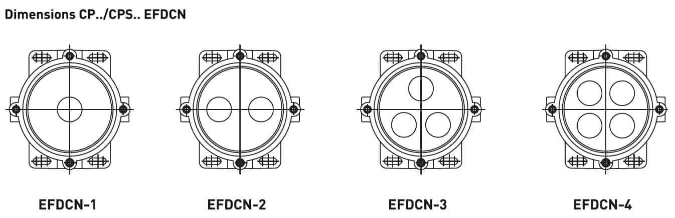 Technor CP-EFDCN Push Button Control Station - Dimensions