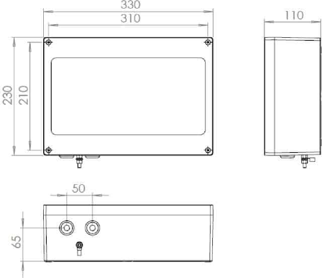 Zone 1 LED Bulkhead Hazardous Area ATEX IECEx Abtech Exodus - Dimensions