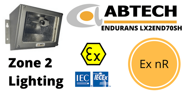 Zone 2 Bulkhead Luminaire ATEX - Abtech LX2END70SH