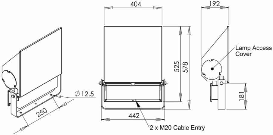 Zone 2 Floodlight Abtech Delta - Dimensions
