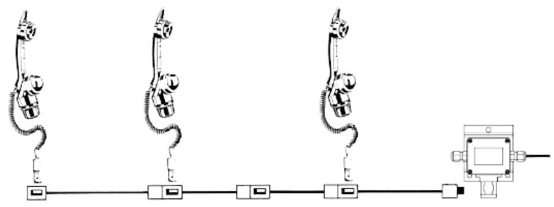 1. With movable telephone cable, plug connection, with handset