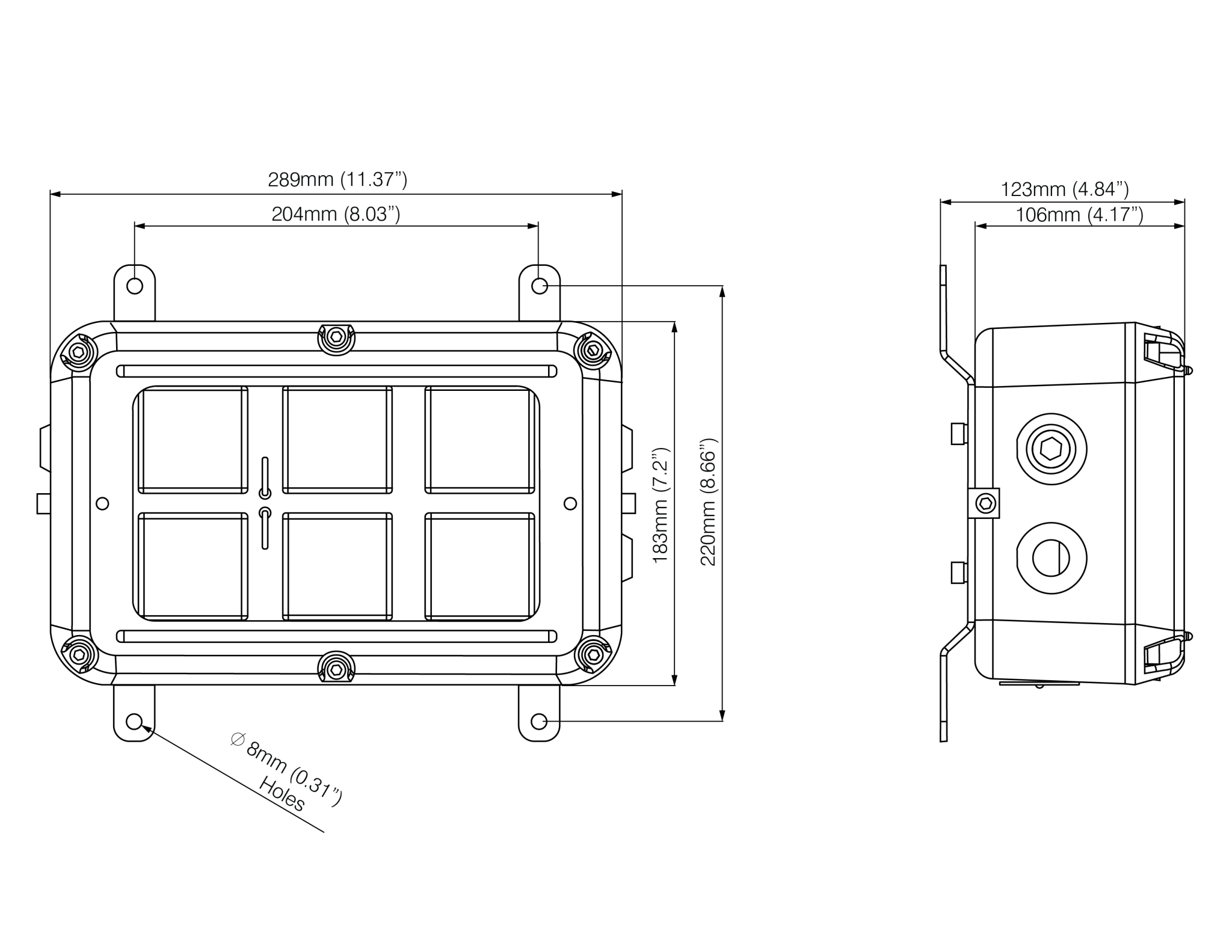 SPZ-BL24 ATEX Bulkhead Dimensions