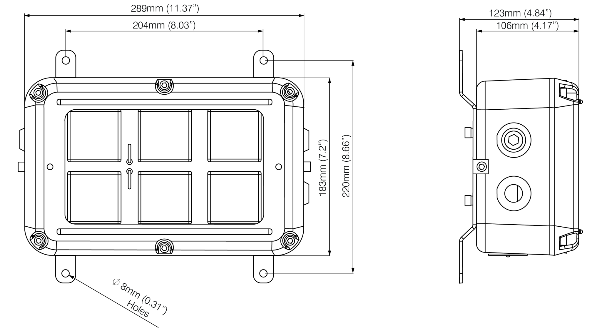 Raytec SPARTAN SPX-BL24 ATEX Bulkhead Lighting Dimensions