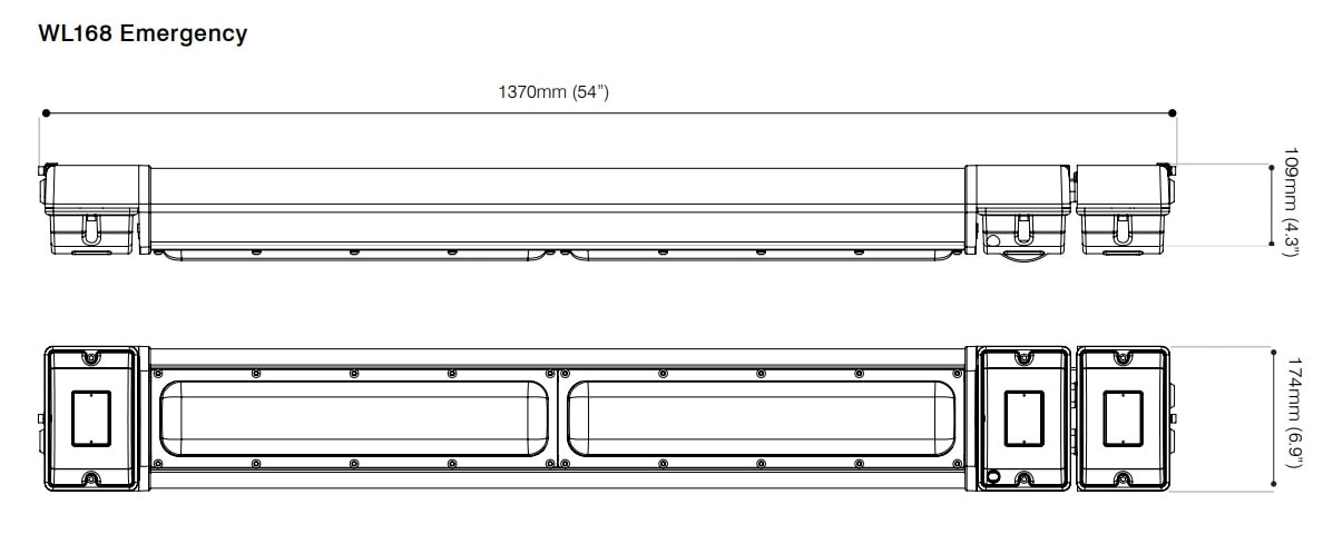 Zone 1 Light Fittings - Product Dimensions