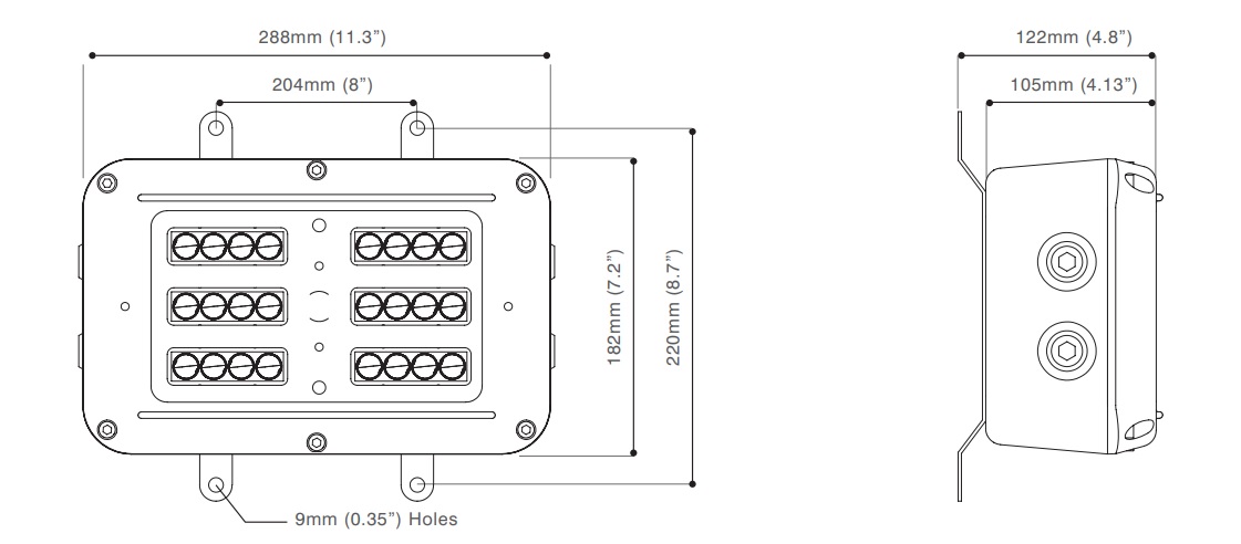 Zone 2 Bulkhead Light - Product Dimensions