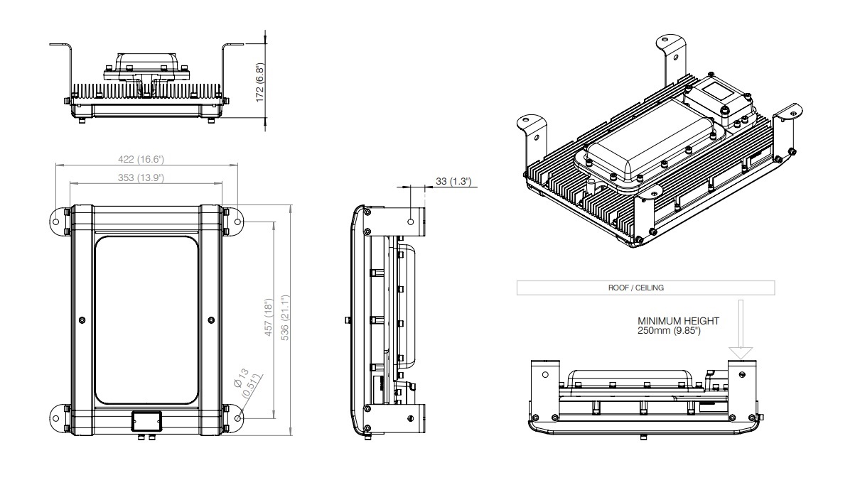 Zone 2 High Bay Lights - Product Dimensions