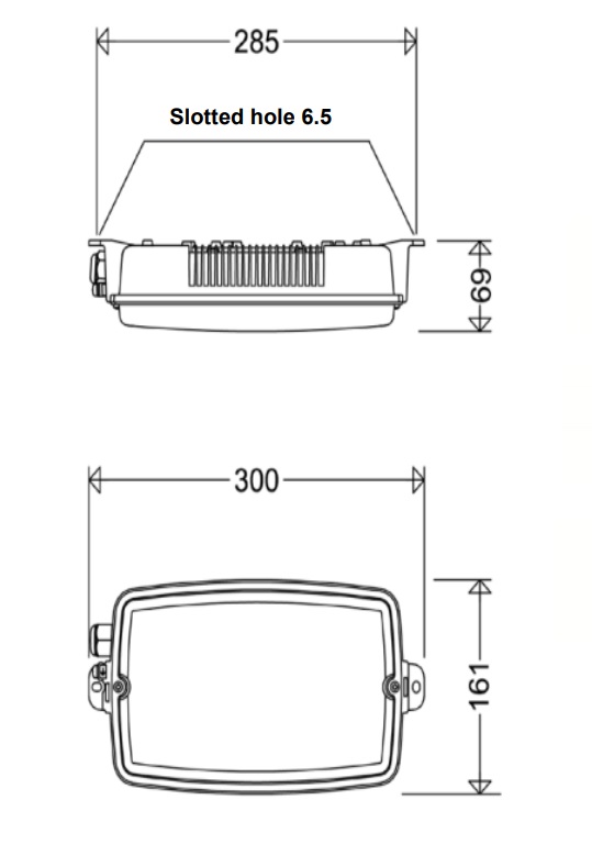 nD8611 Zone 2 LED Bulkhead Dimensions
