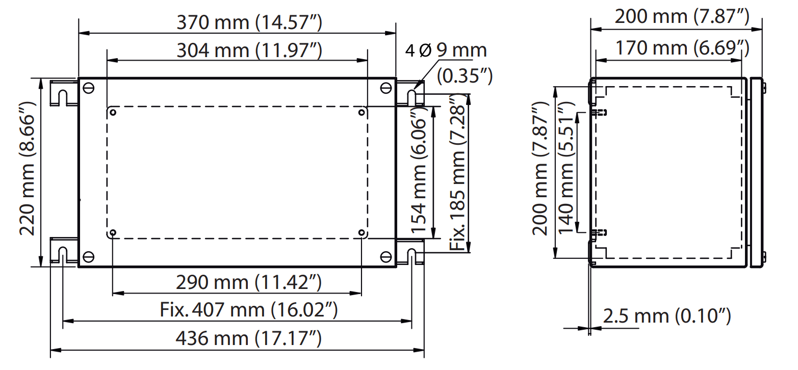 Appleton ATX JBe46 Horizontal Dimensions
