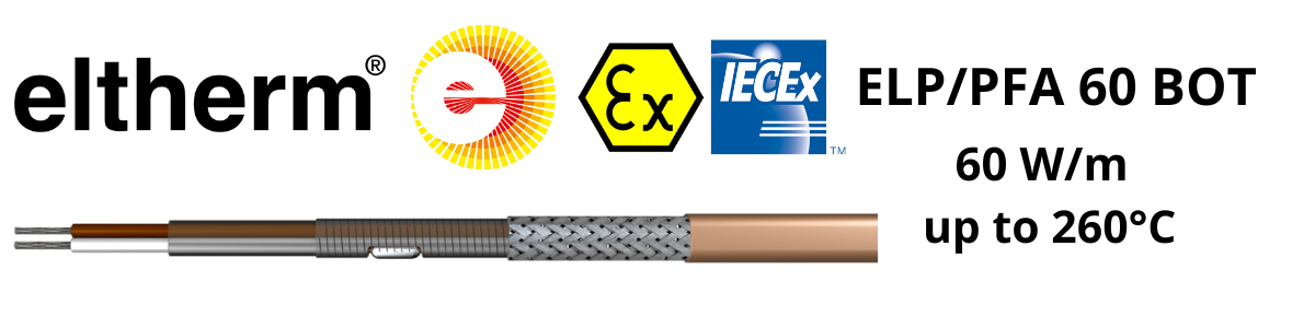 IECEx Trace Heating | Eltherm ELP/PFA 60 BOT Constant Wattage Heating Cable