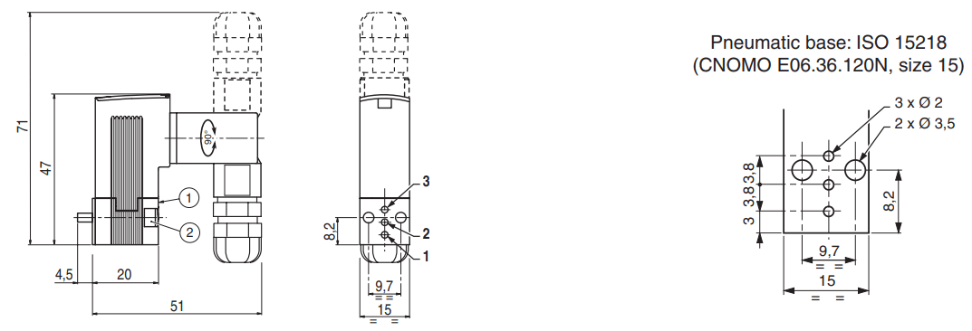 Ex ia Intrinsically Safe Solenoid Valves | ASCO 302 | Dimensions (mm)