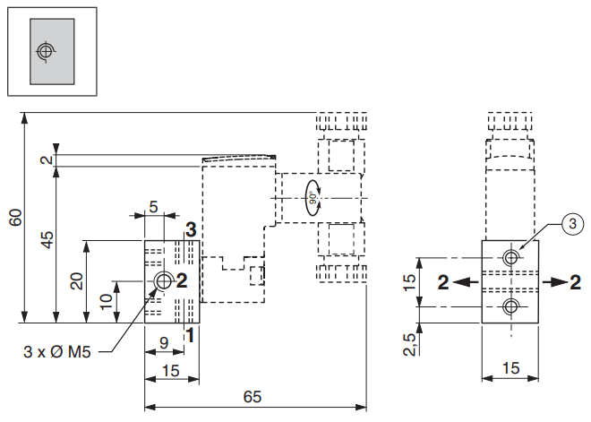 Ex ia Intrinsically Safe Solenoid Valves | ASCO 302 Subbase | Dimensions (mm)