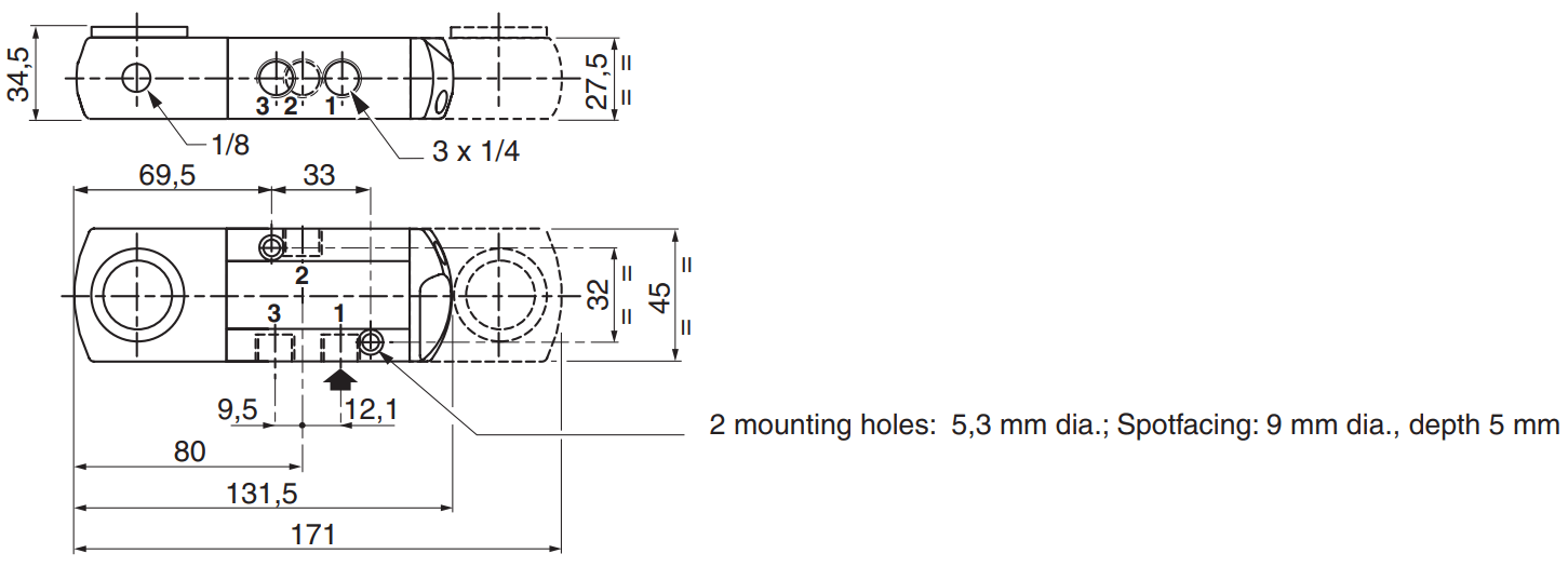 ASCO 551 Valves | Exd Flameproof ATEX IECEx Solenoid Valves 3/2 (Brass) | Dimensions
