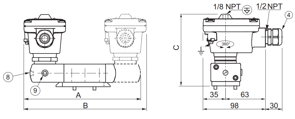 ASCO Solenoid Valves | Type 14 NAMUR Dimensions (mm)