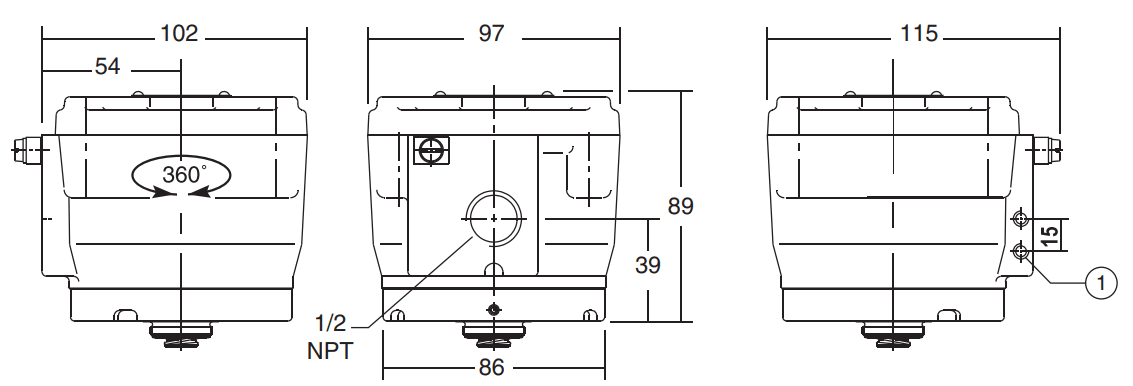 ASCO NF/WSNF Valve Operators | Dimensions (mm)