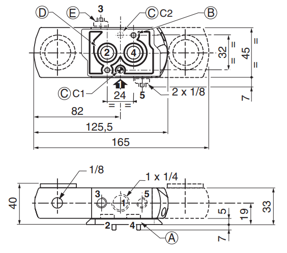 ASCO 551 3/2 Ex m Encapsulated Valves | Dimensions (mm)