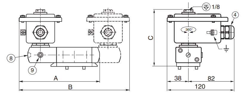 ASCO Solenoid Valves 551-553 3/2 NC 5/2 | Type 04 | Dimensions (mm)