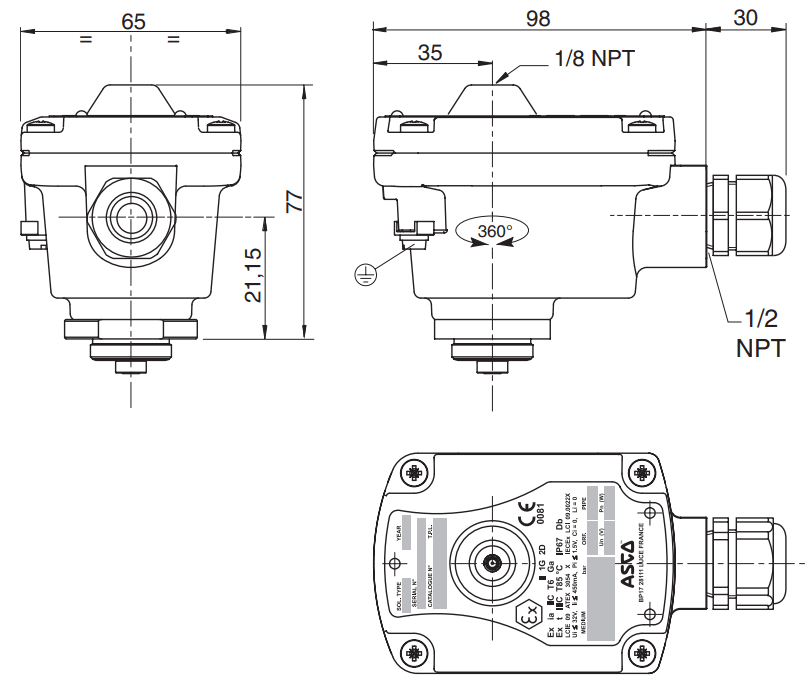 ASCO WSLI Solenoid Valve Operators | Dimensions (mm)
