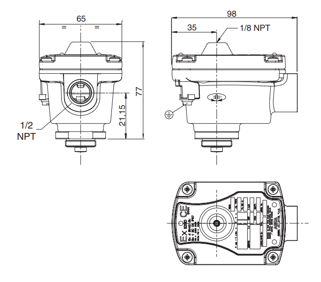 ASCO WSLPKF Valve Operators | Dimensions (mm)