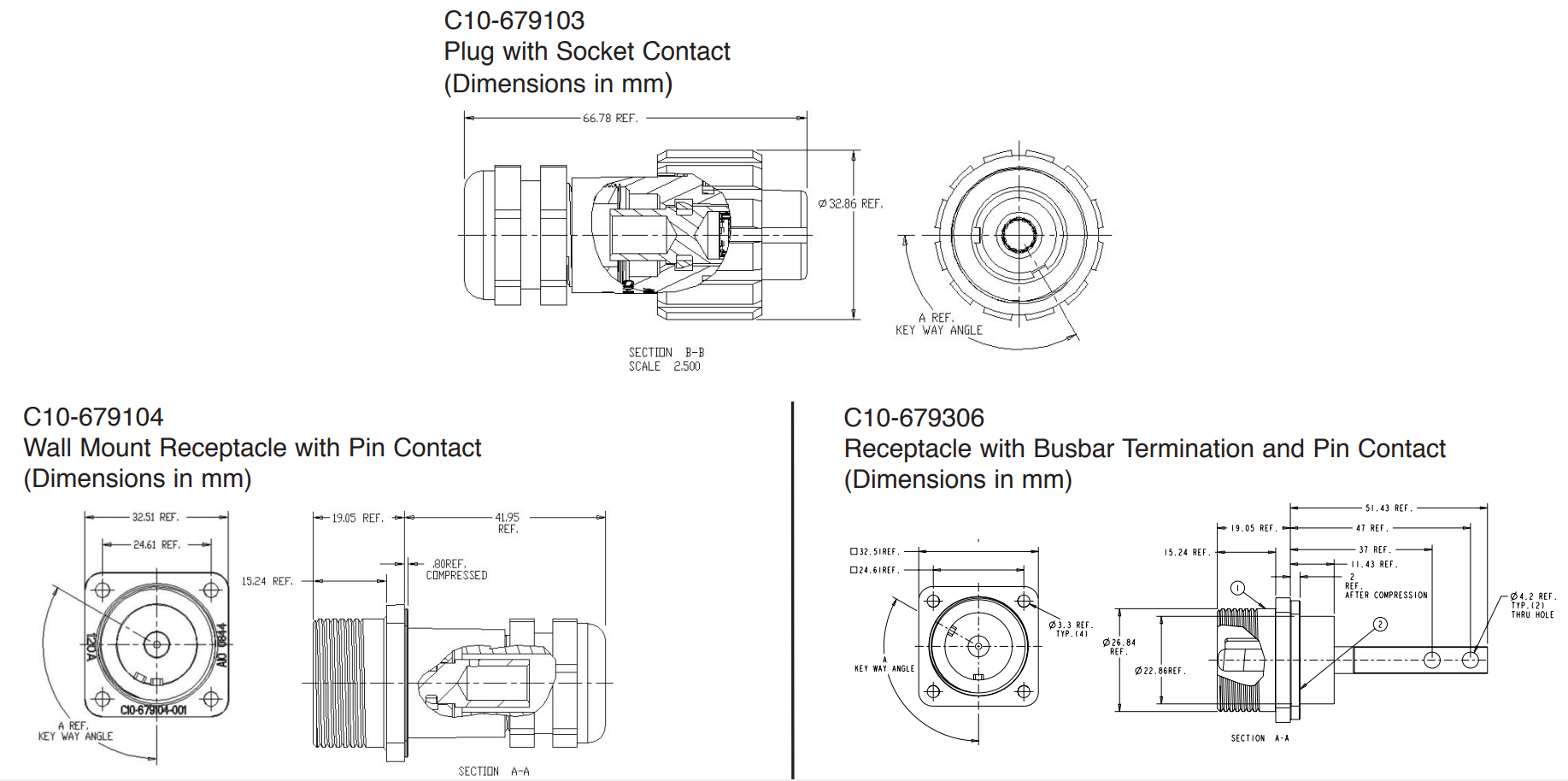 Amphenol Amphe-SP3 Connectors | Dimensions-min