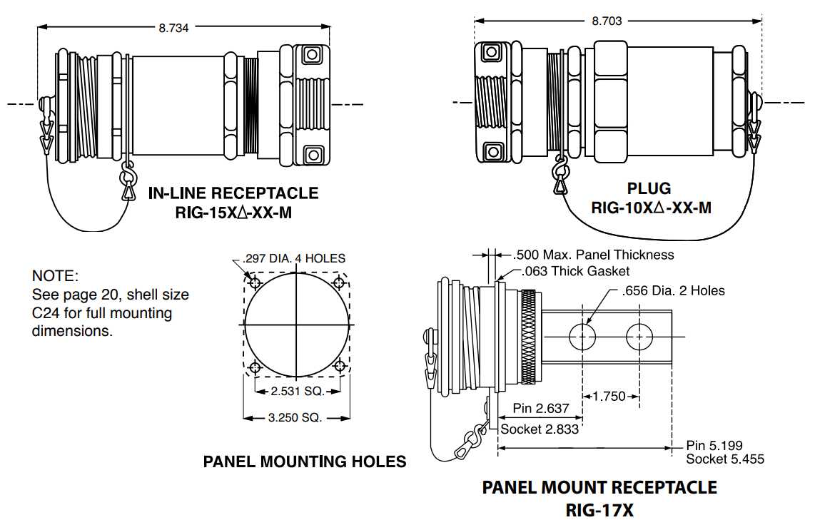 Amphenol Rig-Power Connectors | Dimensions