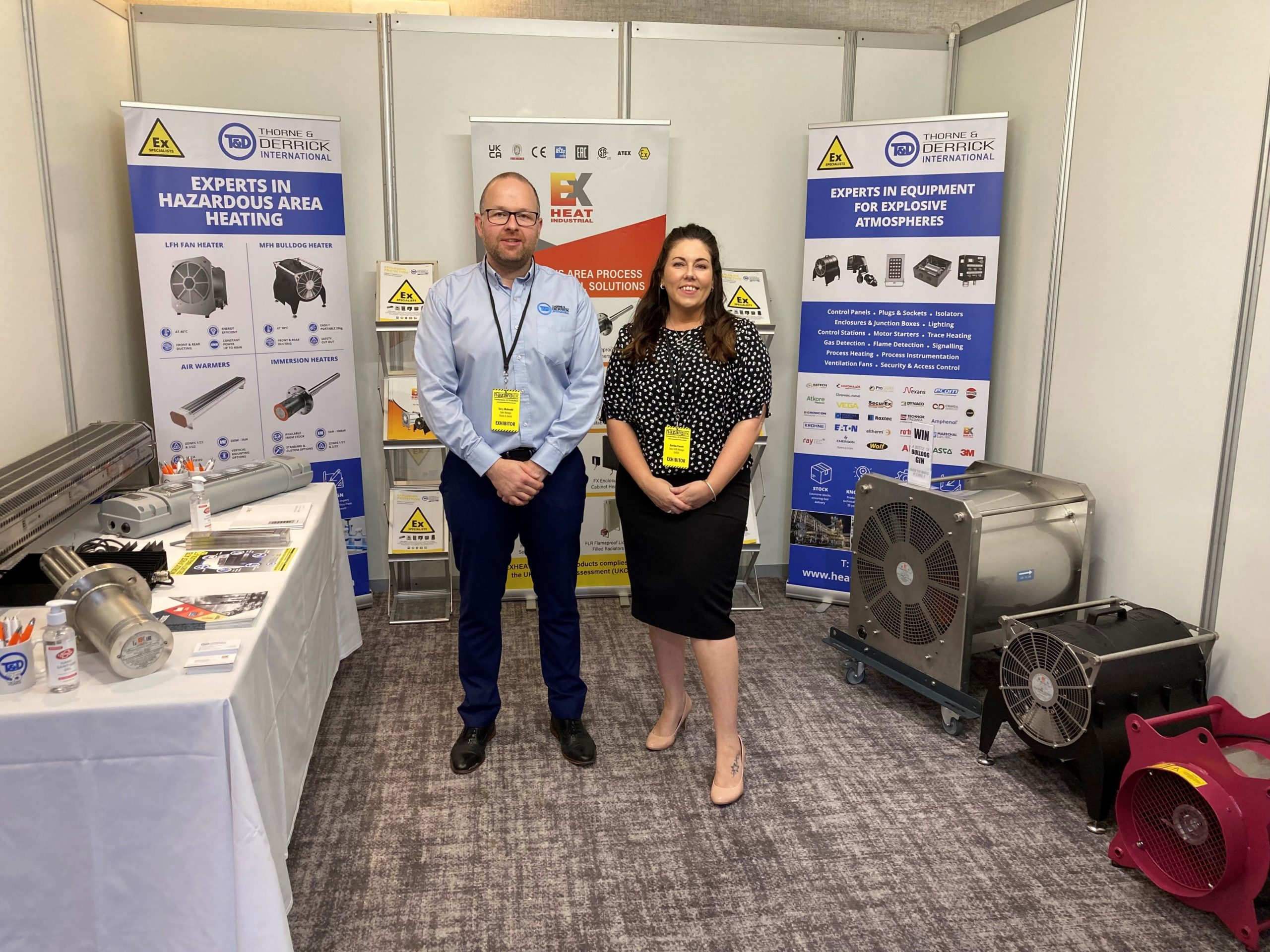 Terry McDonald & Katrina Parrot ready to discuss your hazardous area heating requirements at Hazardex 2021