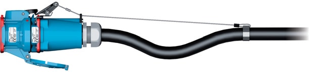 Step 2 The traction acts on the electrical cable and the rope. The ejection lever gradually raises the latch