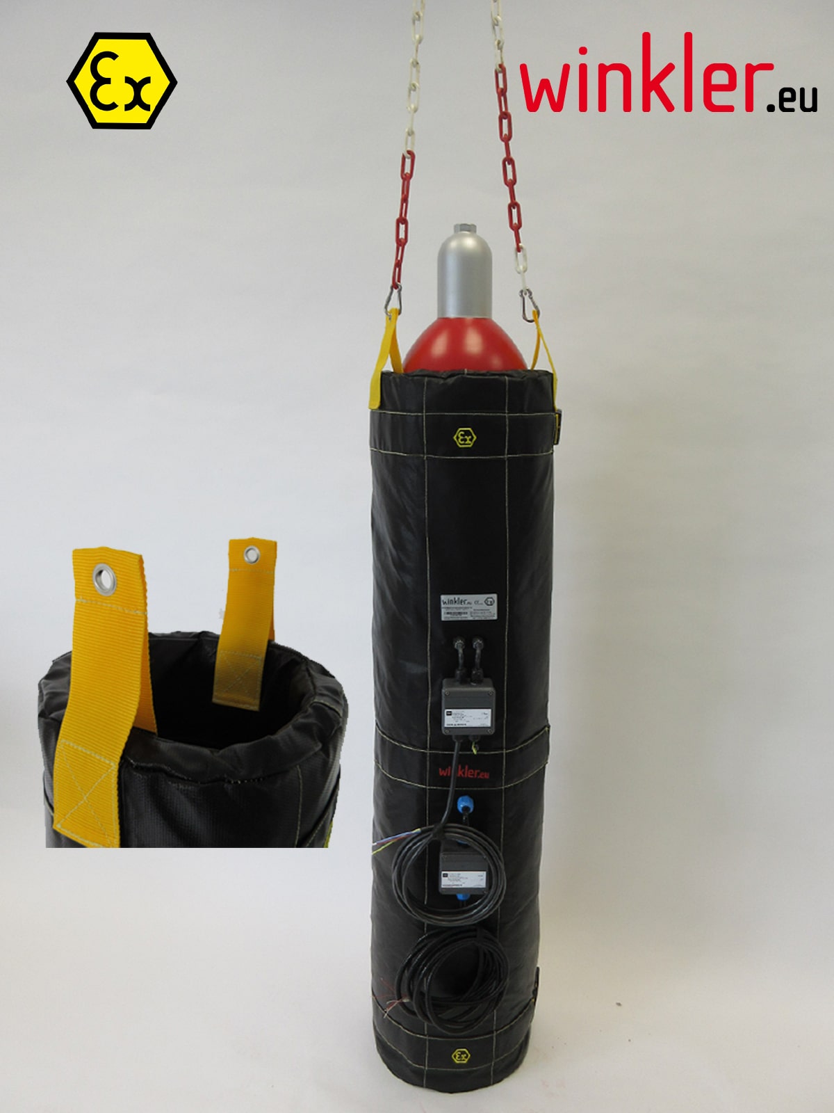 ATEX gas bottle heater (40L) with hook-and-loop fasteners (WEXHB041)