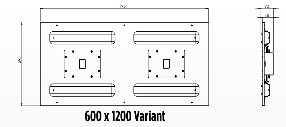 Recess Modular Lighting 600 x 1200 Variant | Product Dimensions Recess Modular Lighting 600 x 1200 Variant | Product Dimensions
