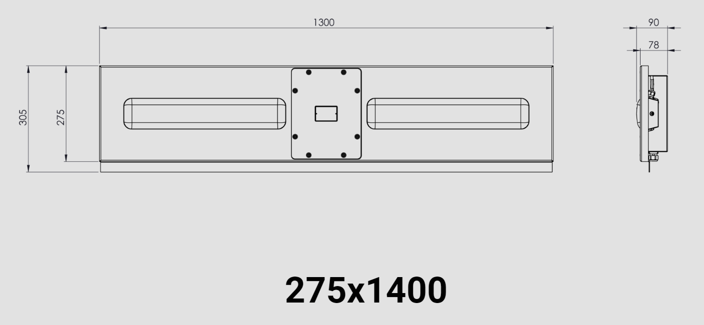 Recess Plank Lighting 275 x 1400 Variant Product Dimensions
