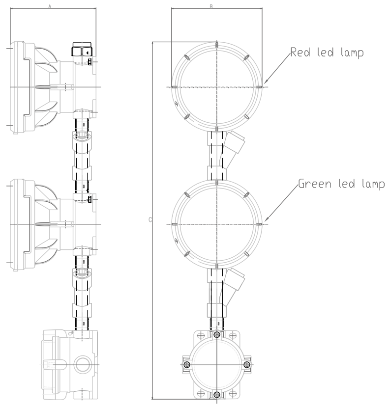 LED Traffic Light EVCC Dimensions