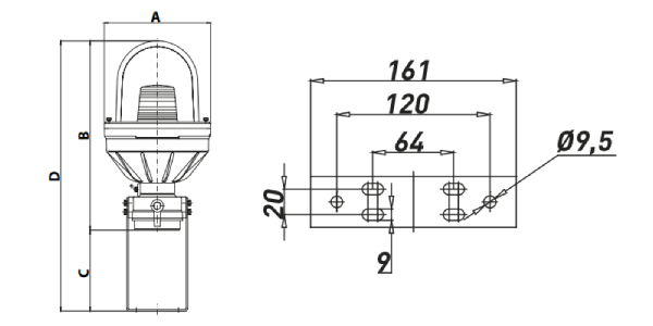 Xenoflash Lighting EV XN-MXN Dimensions & Mounting Bracket Xenoflash Lighting EV XN-MXN Dimensions & Mounting Bracket