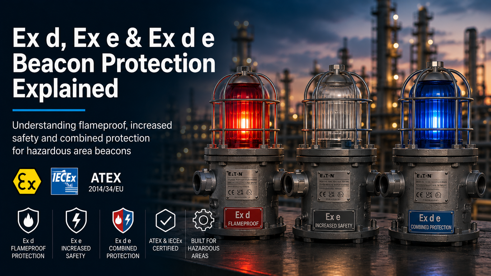 Ex d, Ex e and Ex d e Beacon Protection Explained Ex d flameproof and Ex e increased safety beacon protection concepts explained